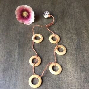 Handmade hemp string with wood circles necklace